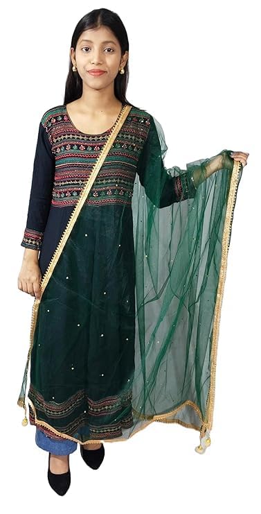 ARYANSH SHOPPE Girls & Womens Embellished Net Dupatta with Lace Work