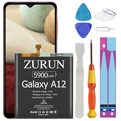 Galaxy A12 Battery Upgraded ZURUN 5900mAh Li-Polymer Battery EB-BA217ABY Replacement for Samsung Galaxy A12 SM-A125U SM-A125F SM-A125M with Screwdriver Tool Kit