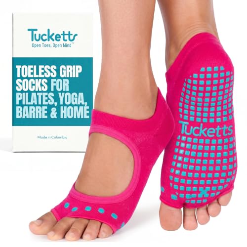 Image of Tucketts Allegro Toeless Pilates Socks with Grips for Women, Non-Slip Open-Toe Grip Socks, Yoga, Barre, Dance, Reformer, Home