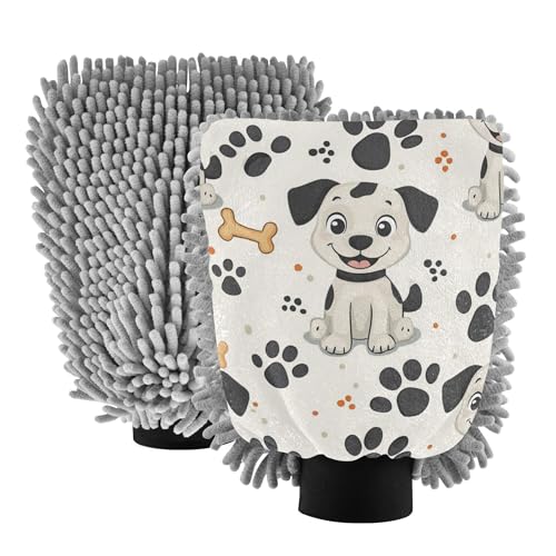 Cute Cartoon Dogs Animal Car Wash Mitts Microfiber 11.8'' Cars Washing Mitt Non Scratch Cleaning Mitten for Hand Brush Cleaning