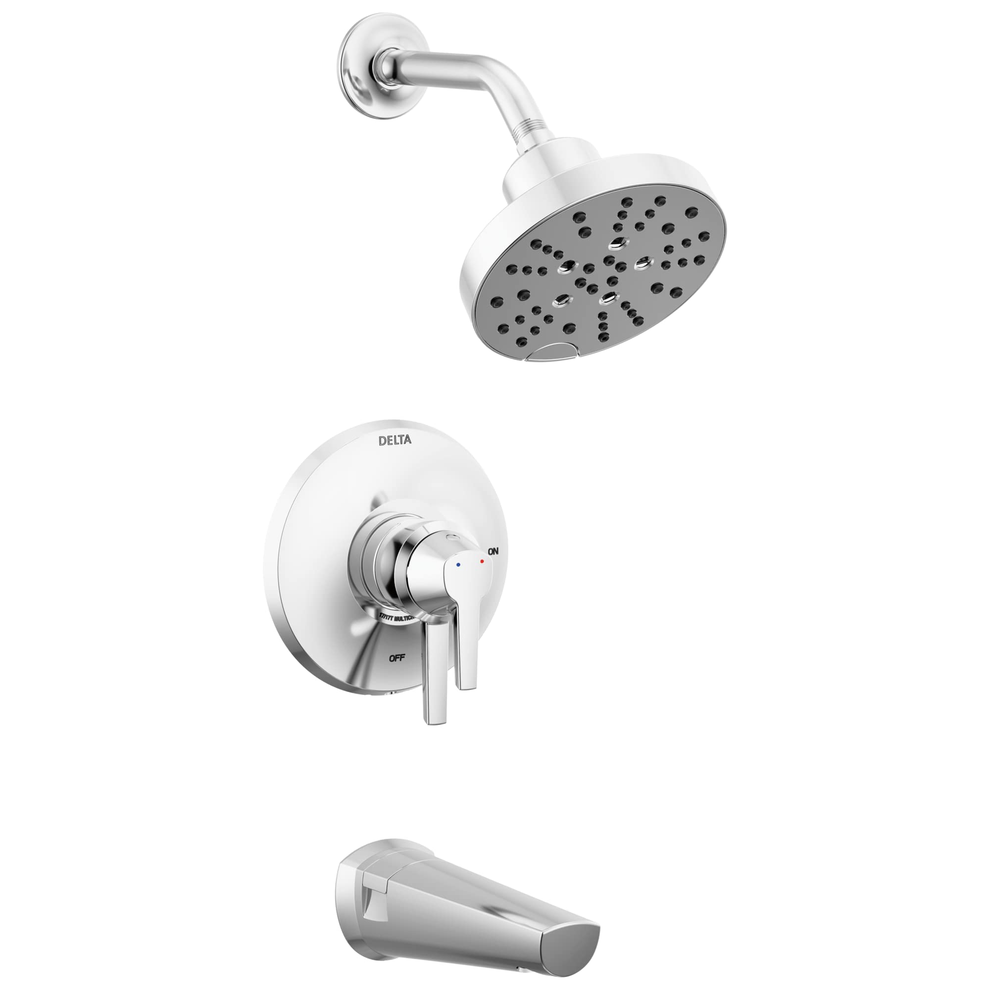Photo 1 of Delta Faucet Galeon Dual Function Chrome Shower Faucet Set with H2Okinetic Shower Head, Tub and Shower Faucet, Shower Trim Kit, Shower Fixtures, Lumicoat Chrome T17272-PR (Valve Not Included)
