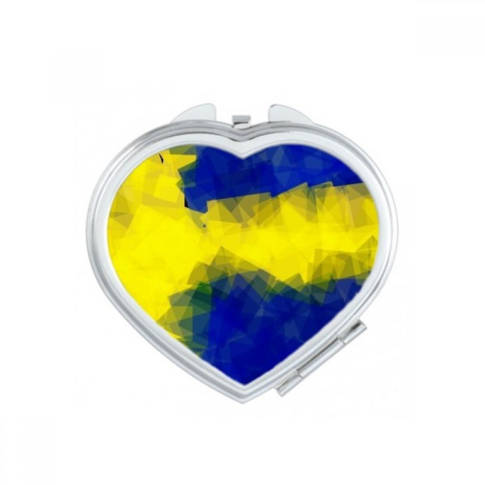Miroir de poche suédois en motif de drapeau coeur pour maquillage