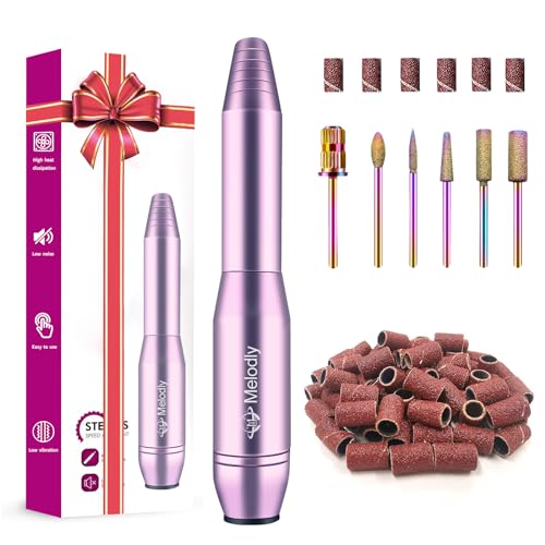 MelodyBetty Electric Nail Drill, Professional Acrylic Nail Drills Machine for Gel, Acrylic Nails, Portable USB Electric Nail File Efile Set with Iridescent Nail Drill Bits, Manicure Pedicure Nail Tools