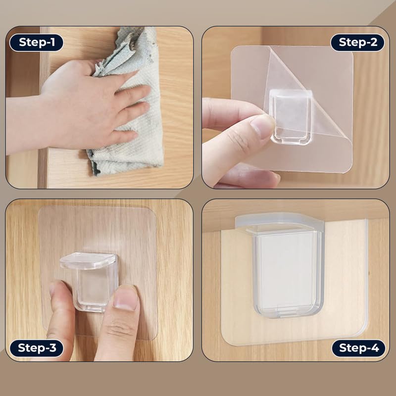 Image of 6 Pieces Adhesive Partition Hook, No Drill Shelf Support Brackets Suitable for Kitchen Lockers, Wardrobes, Display Cabinets
