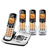 Uniden DECT 6.0 Expandable 4 Handset Cordless Phone with Digital Answering System - Silver (D1780-4) (Renewed)