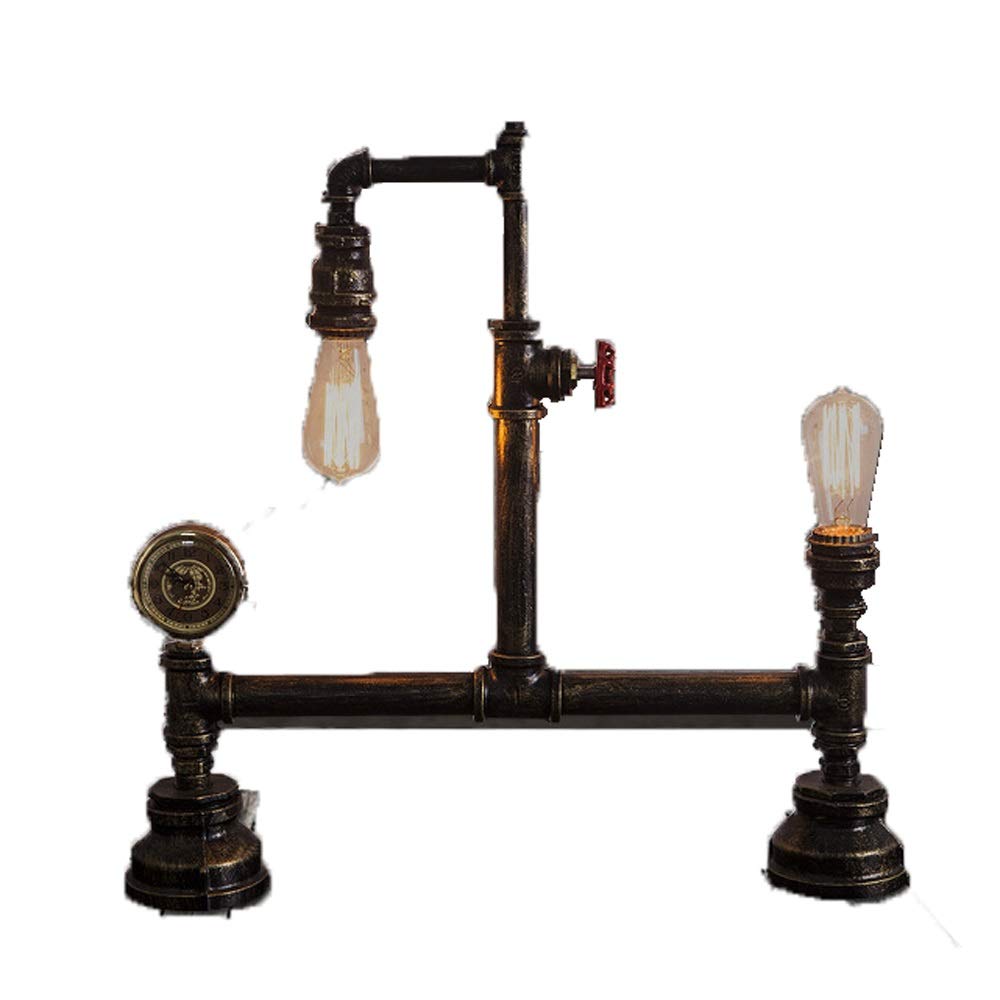 ALIVEE Table lamp Water Pipe Table Lamp - Motent Industrial Rust Iron Table Light, Edison Industrial Retro Style Personality Water Pipe Light Bar Cafe Decoration Creative Personality Retro Table Lamp