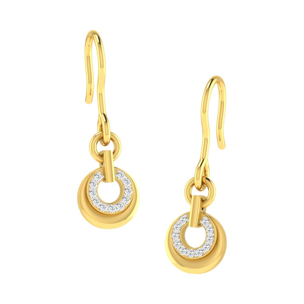 dishis 18KT Yellow Gold Diamond Drop Earrings for Women-picture-11