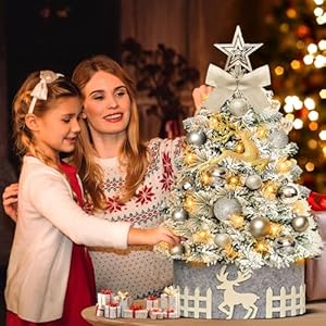 Miniflockedchristmastreewithlights2ftsmalltabletoptreewith24pcsdiydecorationsledlightsforindoorholidaydecor Urban Country Home Decor Mini flocked christmas tree with lights 2ft small tabletop tree with 24pcs diy decorations led lights for indoor holiday decor urban country home decor