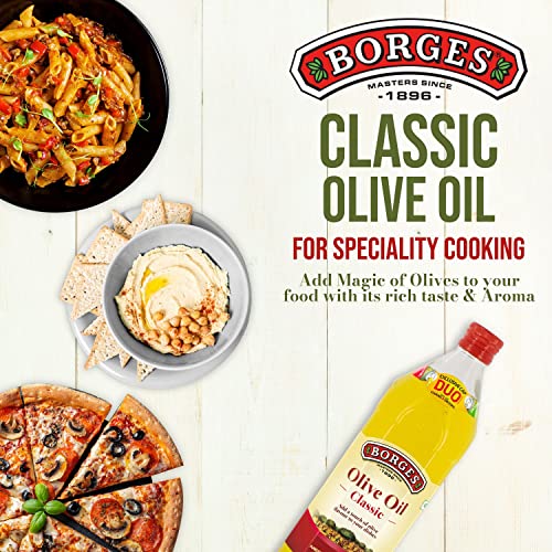 Image of Borges Classic Olive Oil - 2 L |Packed in Spain |75% MUFA | Rich in Antioxidants | Ideal For Mediterranean dishes like Pizza, Pasta and speciality dishes (Pack of 3)