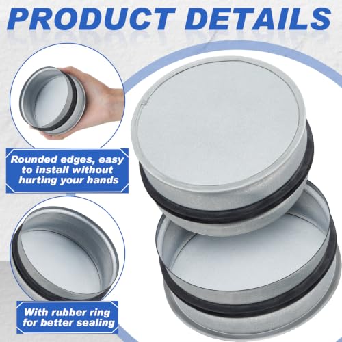 Image of VIHOSE 1 Pcs 4 Inch Od Dryer Vent Cap with Rubber Gasket Round Dryer Vent Cover Inside Galvanized Steel Tee Duct End Cap Pipe Cover Metal Plug for Outdoor and Indoor HVAC Systems