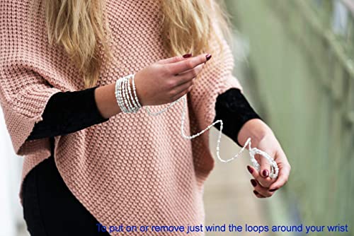 TEMBO AFRICA Set of 2 Handmade Beaded Bracelets for Women - Wrap Bracelets - Boho Jewelry Gifts - White4