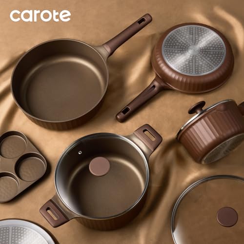 Image of CAROTE Pots and Pans Set Non Stick, Cookware Sets Nonstick 21 pcs Kitchen Pot & Pan, Induction cookwasre Compatible with Crepe Frying Pan PFOA /PFOSFree