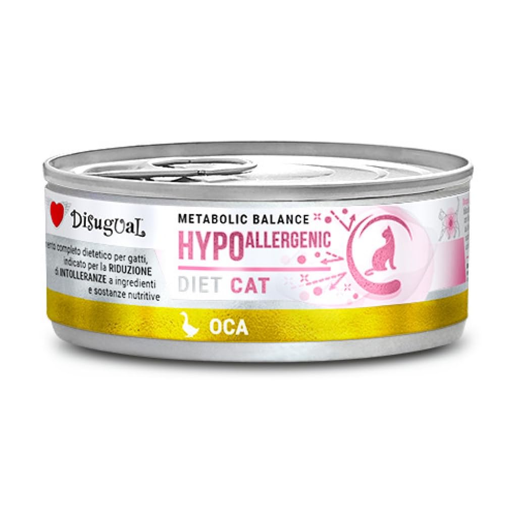 Disugual Dieta Lata Comida Húmeda para Gatos 12 Unidades x 85 Gr (Oca Hipoalergénico)