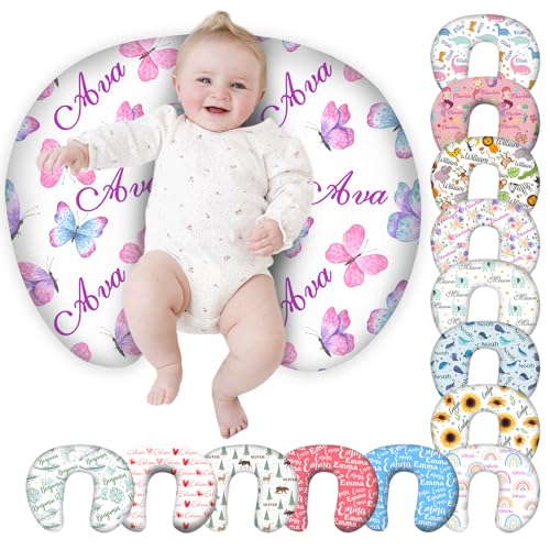Personalized Baby Nursing Pillow Cover Custom with Name, Butterfly Theme Customized Boy & Girl Gifts