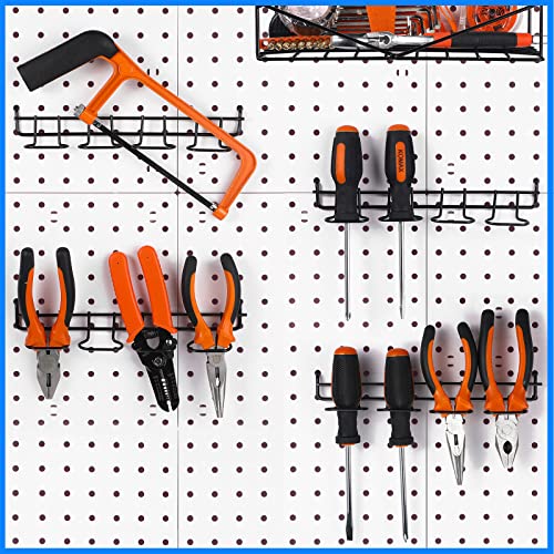 Coume 4 Pieces Pegboard Pliers Holders, Stainless Steel Pegboard Hooks Accessories Shelving Display Hooks Multi Ring Tool Holders Four Tool Multi Tool Organizer Racks For Shop Store Supermarket thumb #6