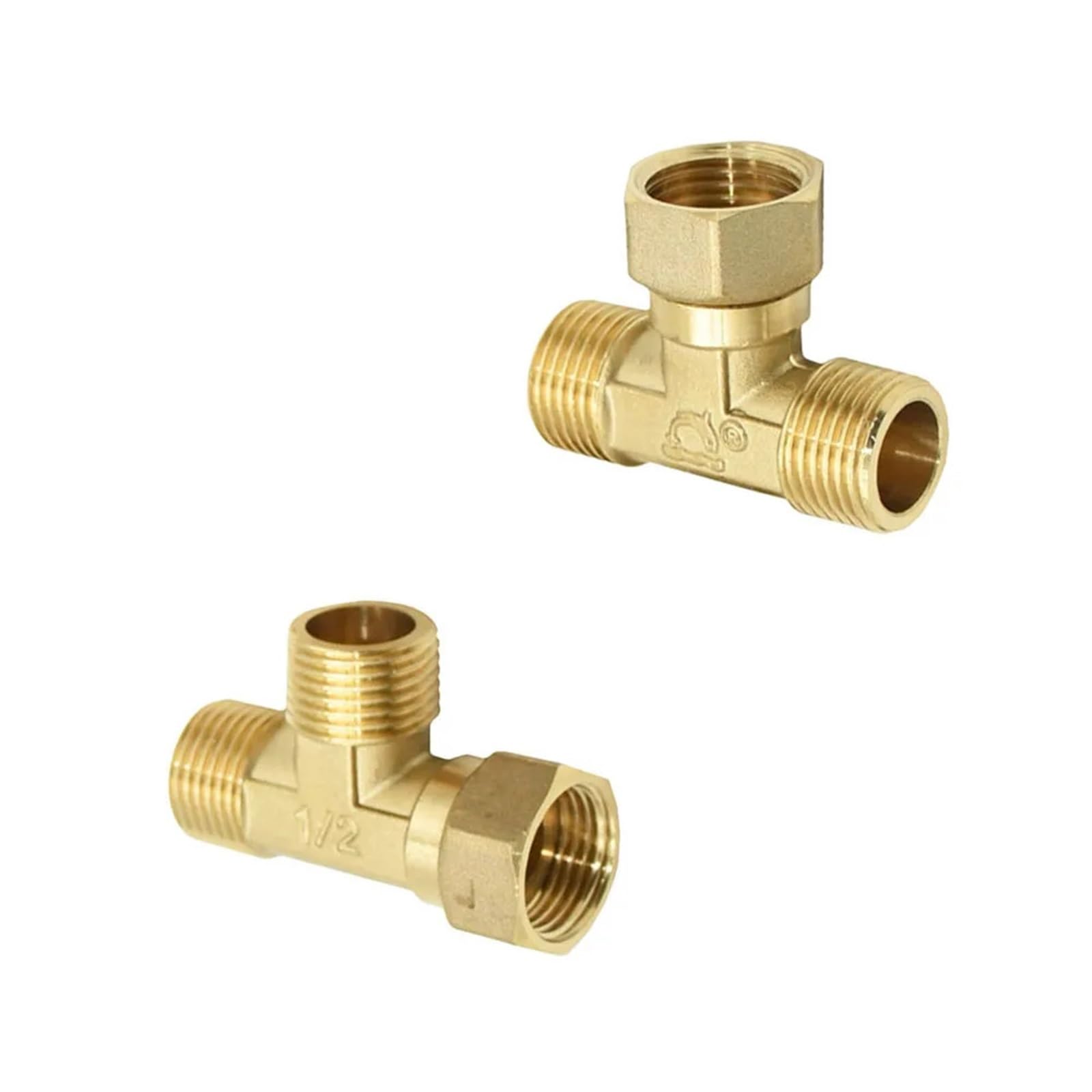 1pcs Brass 1/2 Inch Male Female Tee Connector Plumbing Hose Splitter Copper T-Shape Fitting 3 Way Hose Tube (A)