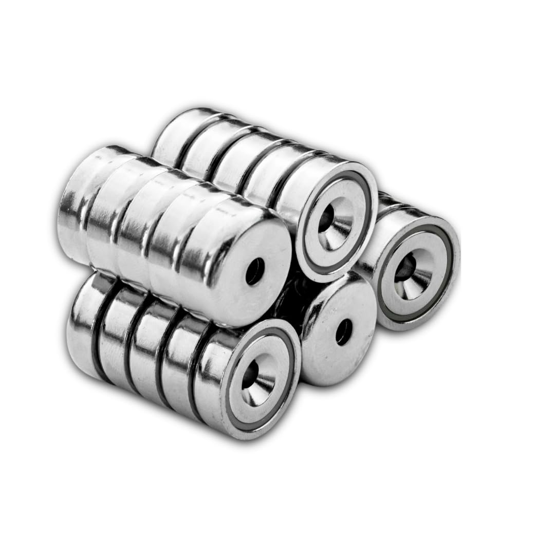 ITALFIT MAGNETI 25 Pezzi Magneti Neodimio con Foro Svasato 20mm – Forza 13 Kg, Spessore 7 mm, Foro 4,5 mm – Magneti Potenti da Avvitare per Officina, Fai da Te e Industria