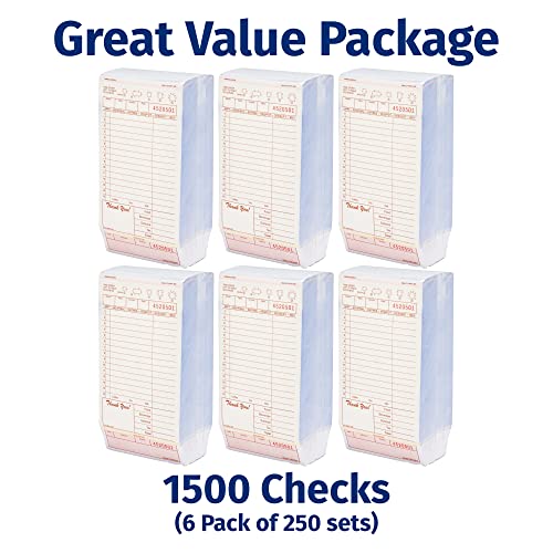 [1500] Gorilla Supply Guest Check 4.25" X 8.5" 3-Part Carbonless Perforated Loose Server Order Checks With 15 Lines, Tan, 1500 (6 Pack, 250 Sets/Pack) #TOP4
