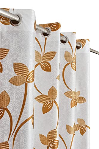 Image of Long Door Heavy Quality Print Curtains 9 Feet Long | High Tenacity Yarn Polyester Curtains | Premium Screens for Home Office | Prada for Living Room Bedroom | (Gold, 1pc)