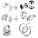 zhangxin Boucles d'oreilles 6 Paires Unisexes en Acier Inoxydable en Acier Inoxydable incrusté de Boucles d'oreilles en Acier Inoxydable Bijoux (Couleur : Silver)