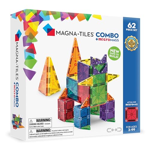 MAGNA-TILES Combo 62-Piece Magnetic Construction Set, The Original Magnetic Building Brand