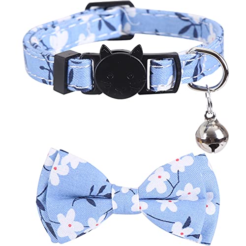 Lamphyface 2 Pack/Set Cat Collar Breakaway with Cute Bow Tie and Bell Plaid Flower for Kitty Adjustable Safety - Image 3