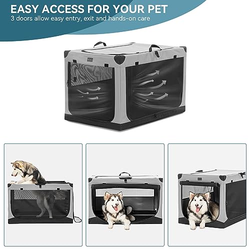 Petsfit Hundebox faltbar, Hundebox für zuhause Verstellbarer Stoffbezug mit Spiraleisenrohr, Hundetransportbox Auto Stoff für große mittlere kleine Hunde,Leicht zu Verstauen