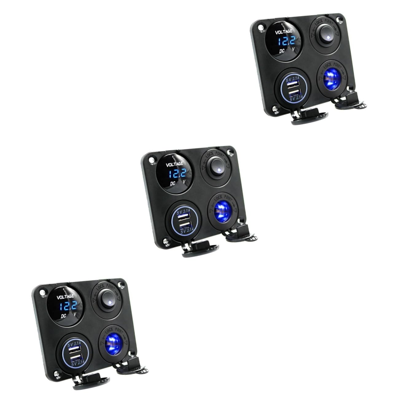 Gatuida Voltmetro USB 3 Pezzi 4 1 Presa Auto Accendisigari Auto Interruttore Dell'auto Presa Di Ricarica Usb Presa Per Caricabatteria Da Auto Caricabatterie Voltmetro