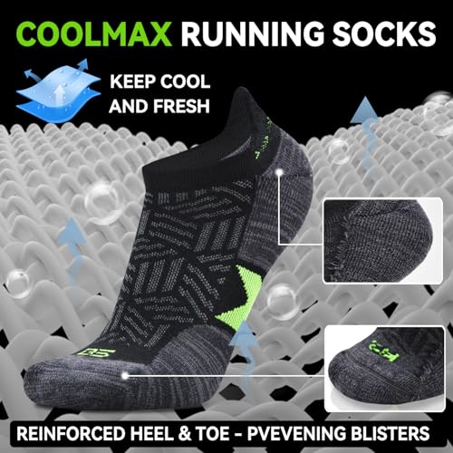 Busy Socks Men's Athletic Ankle Coolmax Running Socks Women's Cushioned Anti Blister Moisture Wicking Low Cut Socks 3 Pack4