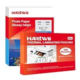 Hartwii 220 Sheets Photo Paper Glossy 8.5x11 inches and 300 Sheets 3mil Thermal Laminating Sheets 9.