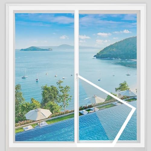 Yuly Custom Size Cat Window Screen Safety Net,Cats Protection Netting with Zipper,Self-Adhesive Balcony Window Mesh,Fly Anti-Mosquito Insect Window Mesh