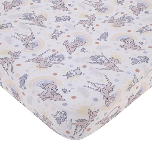 Image of Disney B is for Bambi Tan, Gray, and White Nursery Fitted Crib Sheet