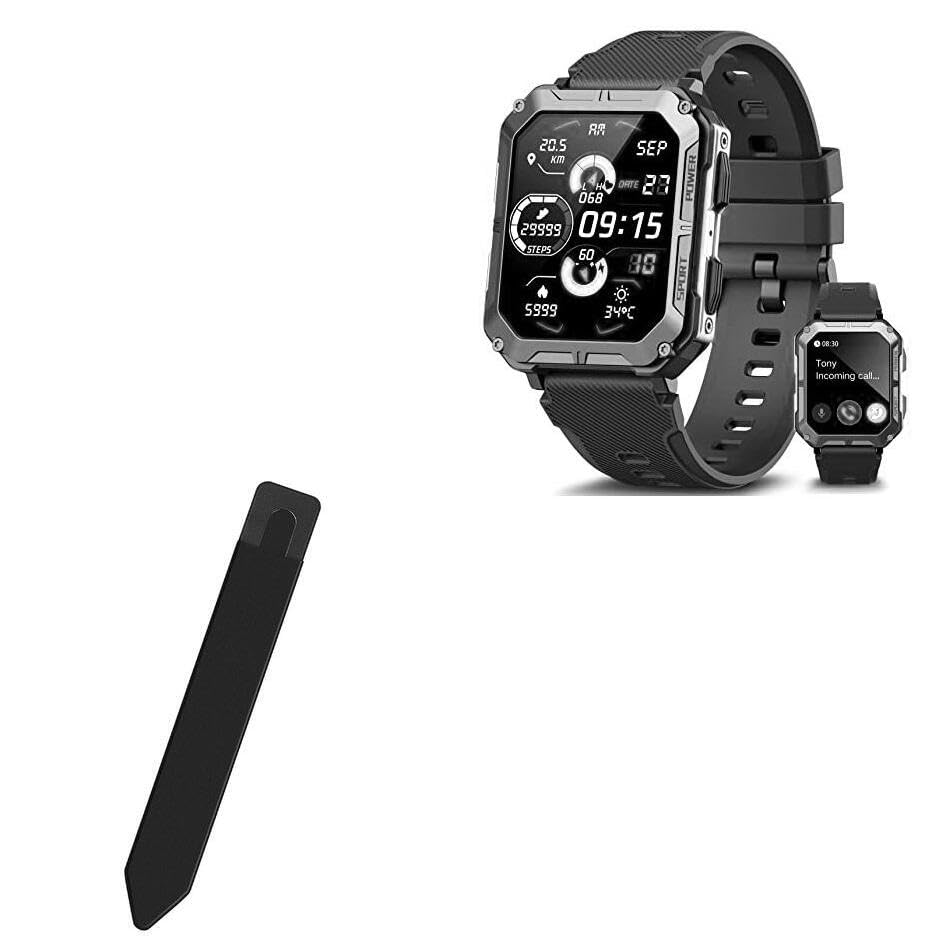 BoxWaveStylus Pouch Compatible with Meoonley Military Rugged Smartwatch (1.83 in) - Stylus PortaPouch, Pen Stylii Holder Carrier Portable Self-Adhesive - Jet Black