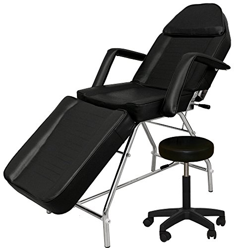 Black Facial Esthetician Bed with Stool FB-51BLK
