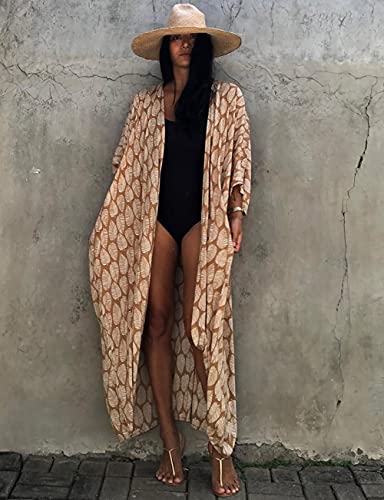 Image of Bsubseach Stylish Tie Dye Open Front Long Kimono Swimsuit Coverup for Women