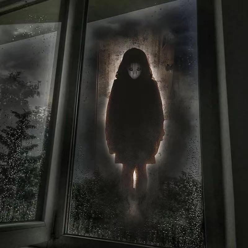 Halloween Window Clings – Removable Scary Ghost Decals With Blood Design, Double-Sided For Indoor/Outdoor Glass Decor (No Glue Needed)
