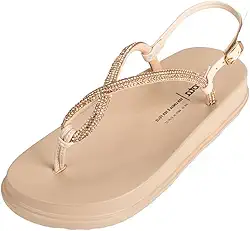 Sandália Feminina Flatform Brilho Tule Rose Dakota Y6241-0004