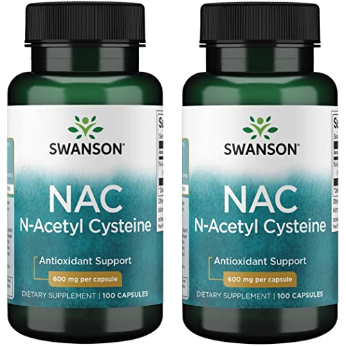 Swanson NAC N-Acetyl Cysteine - 600 mg, 100 Capsules - Antioxidant and Cellular Health Support Supplement (2 Pack)