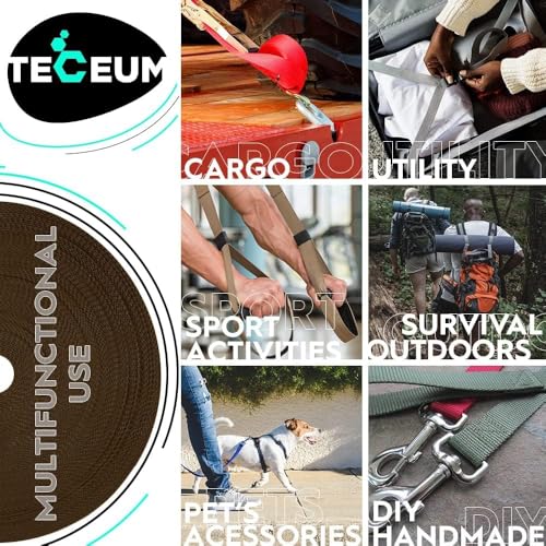 Image of TECEUM 3 /4 inch & 5 /8 inch & 1 inch & 1.5 inch & 2 inch Webbing - 10 25 50 Yards - 40+ Colors - Heavy Duty 1 Inch 1.5 Inch 2 Inch Backpack Straps - Webbing for Outdoors Indoors Crafting DIY