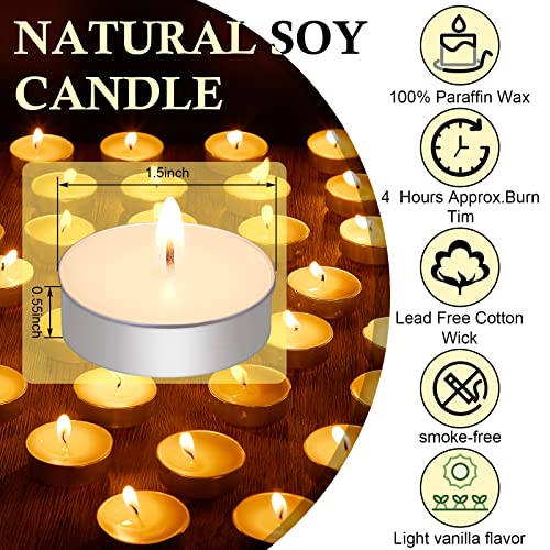 200 Pcs Scented Tea Lights Candles Tea Candles, 4 Hour Long Burn Time White Small Candle For Christmas Home Wedding Party Holiday Dinner Table Decoration (Vanilla Scent) #TOP1