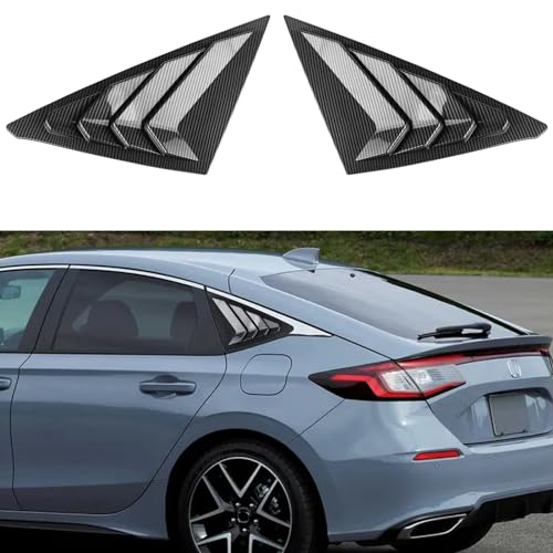 Image of Thenice for 11th Gen Civic Racing Style Rear Side Window Louvers Air Vent Scoop Shades Cover Blinds Compatible with Honda Civic Hatchabck Type R 2022 2023 2024 -Carbon Fiber Texture