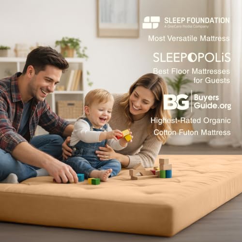 Image of ZonLi Japanese Floor Futon Mattress Full Size 75 inchx 54 inch, 100% Cotton Cover 6'' Thicken Tatami Mattress, Foldable Sleeping Pad, Portable Dormitory Tatami Mat, Roll Up Floor Lounger Bed for Adult
