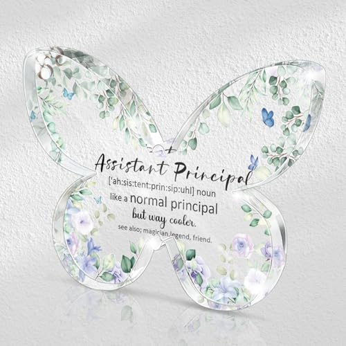 SHLINCO Assistant Principal Appreciation Gifts, Thank You Plaque Graduation Christmas Thank You Gifts Butterfly Office Desk Decoration Accessories Appreciation Gift for Assistant Principal