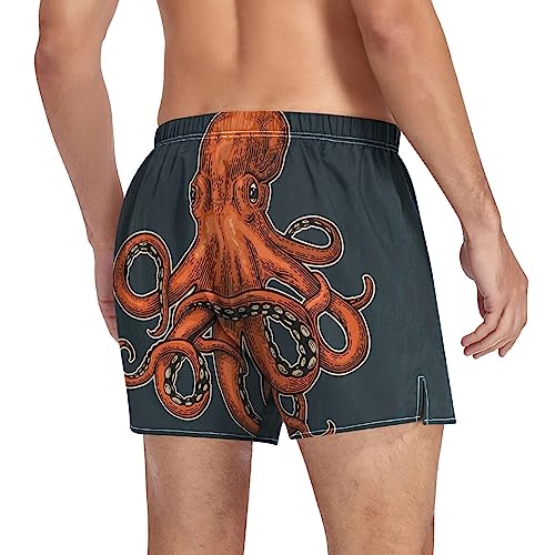 SUABO Men's Boxer Shorts Orange Octopus Men's Underwear Boxer Briefs Soft Boxers for Men Dad Gifts M4