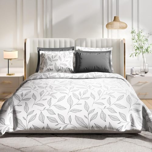Image of Wakefit Premium 100% Cotton 300 TC Flat Bedsheet with 4 Pillow Covers | King Size (104 x 104 inch) | Kathy