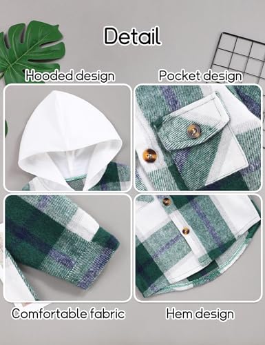 Image of Fuermos Toddler Baby Boys Clothes Flannel Lattice Button Down Hooded Tops +Pants Boys Fall Winter Outfits