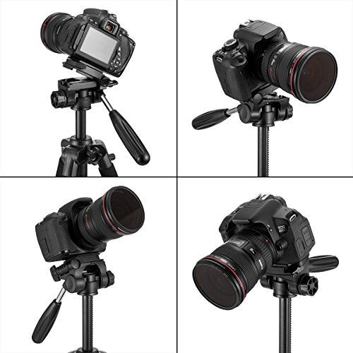 Image of MACTREM M-PT55-Bk PT55 Travel Camera Tripod Lightweight Aluminum for DSLR SLR Canon Nikon Sony Olympus DV with Carry Bag -11 Lbs(5Kg) Load (Gold)