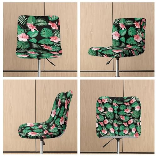 Image of Bar Stool Covers with Backs,Tropical Leaf 2 Pack Stretch Bar Stool Chair Covers, Washable Bar Chair Covers Swivel Barstool Covers Slipcovers with Back for Low Short Back Chair