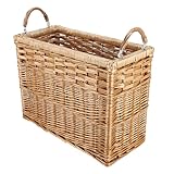YAHUAN Natural Wicker Storage Basket with Built-in Handles Stair Basket Magazine Basket Large Wicker Baskets for storage Home Organizing Laundry...