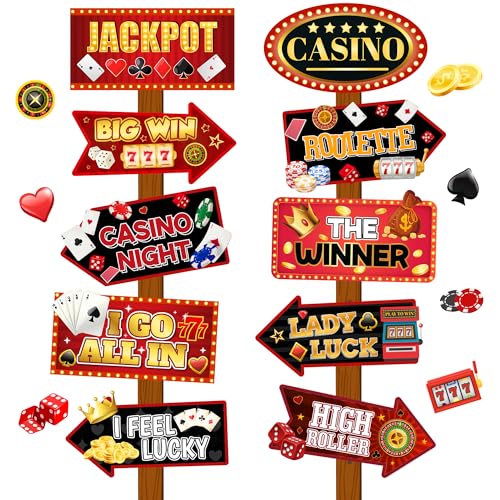 Panneau de Décorations de Fête de Casino - 20 Pcs Panneau de Fête de Décoration à las Vegas pour Casino Anniversaire Fournitures